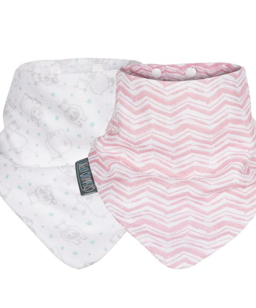 Cheeky Chompers Muslin Neckerbib Rosy Days & Hippo