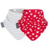 Cheeky Chompers Neckerbib Grey Stripes & Red Stars