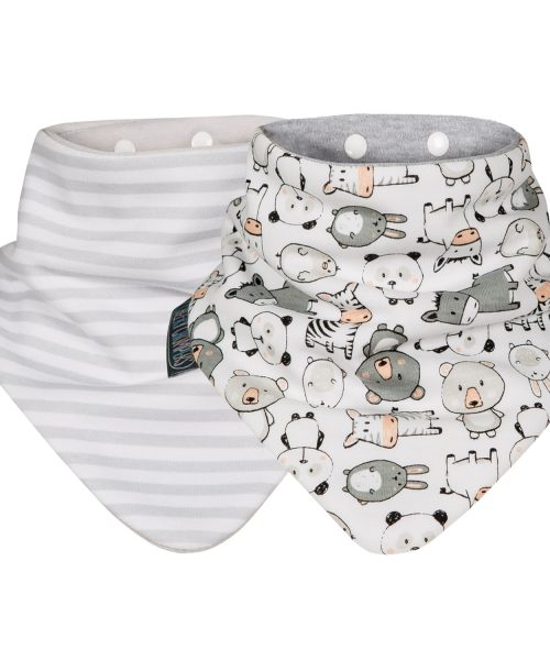 Cheeky Chompers Neckerbib Panda Pals & Grey Stripes