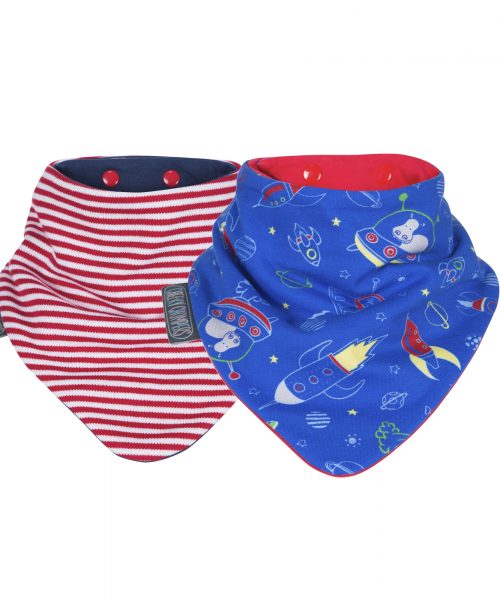 Cheeky Chompers Neckerbıb Red Stripes & Rockets