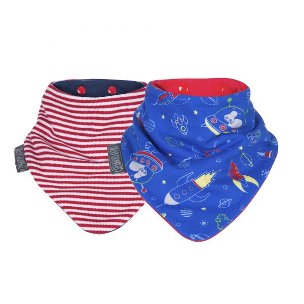 Cheeky Chompers Neckerbıb Red Stripes & Rockets