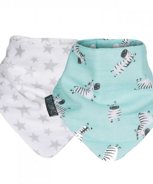 Cheeky Chompers Muslin Neckerbib Stars & Zebra