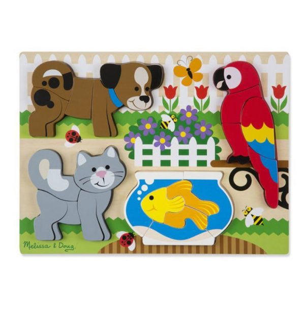 Melissa & Doug Ahşap Tombul Parçalı Yapboz- Evcil Hayvanlar