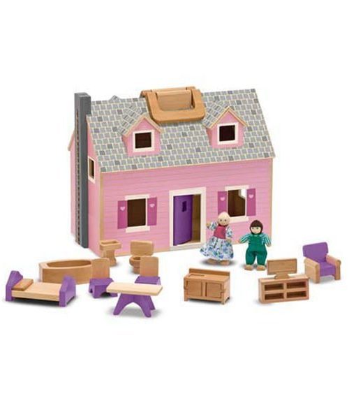 Melissa & Doug Ahşap Taşınabilir Küçük Mobilyalı Ev
