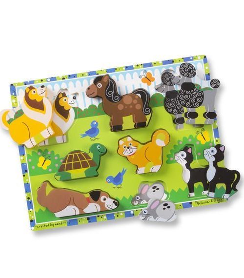 Melissa & Doug Ahşap Tombul Yapboz - Evcil Hayvanlar