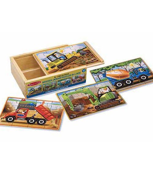 Melissa & Doug Ahşap 12x4 Yapboz Seti - İnşaat Araçları