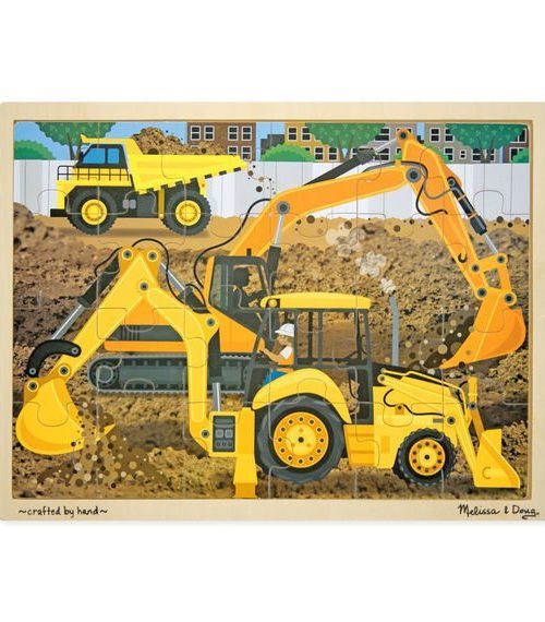 Melissa & Doug Ahşap 24 Parça Yapboz - İnşaat Araçları