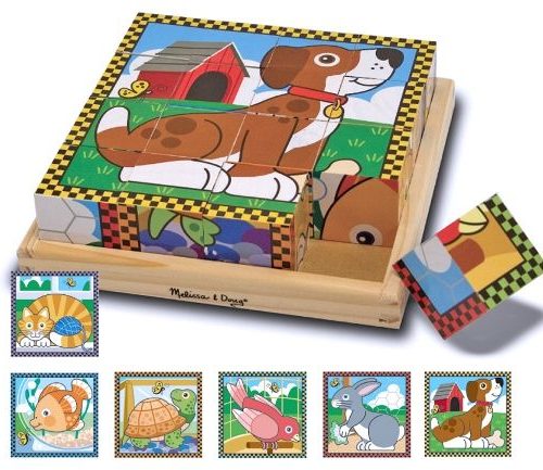 Melissa & Doug Ahşap 6'lı Küp Yapboz - Evcil Hayvanlar