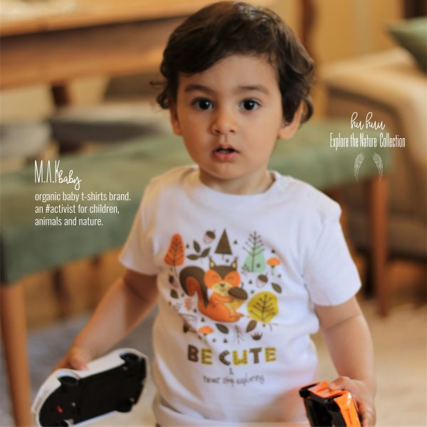 M.A.Kbaby Explore The Nature 'BE CUTE' Organik Unisex Çocuk T-shirt'ü