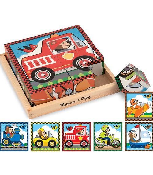 Melissa & Doug Ahşap 6'lı Küp Yapboz - Araçlar