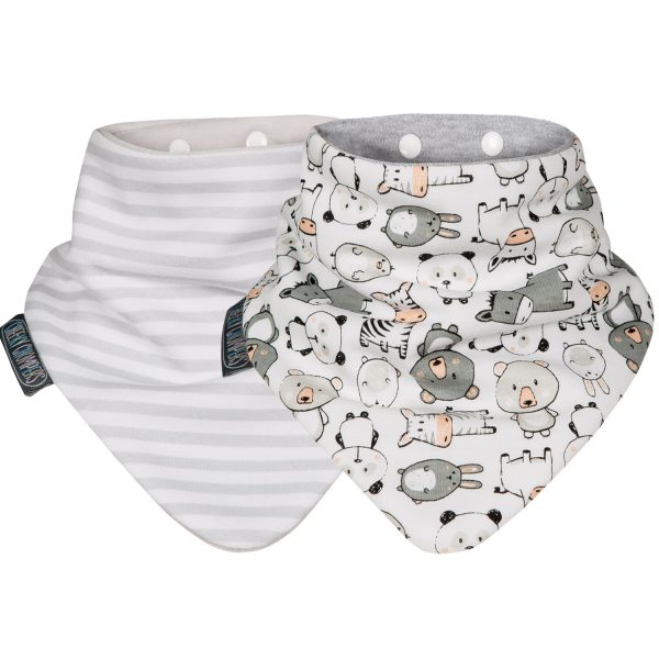 Cheeky Chompers Neckerbib Panda Pals & Grey Stripes